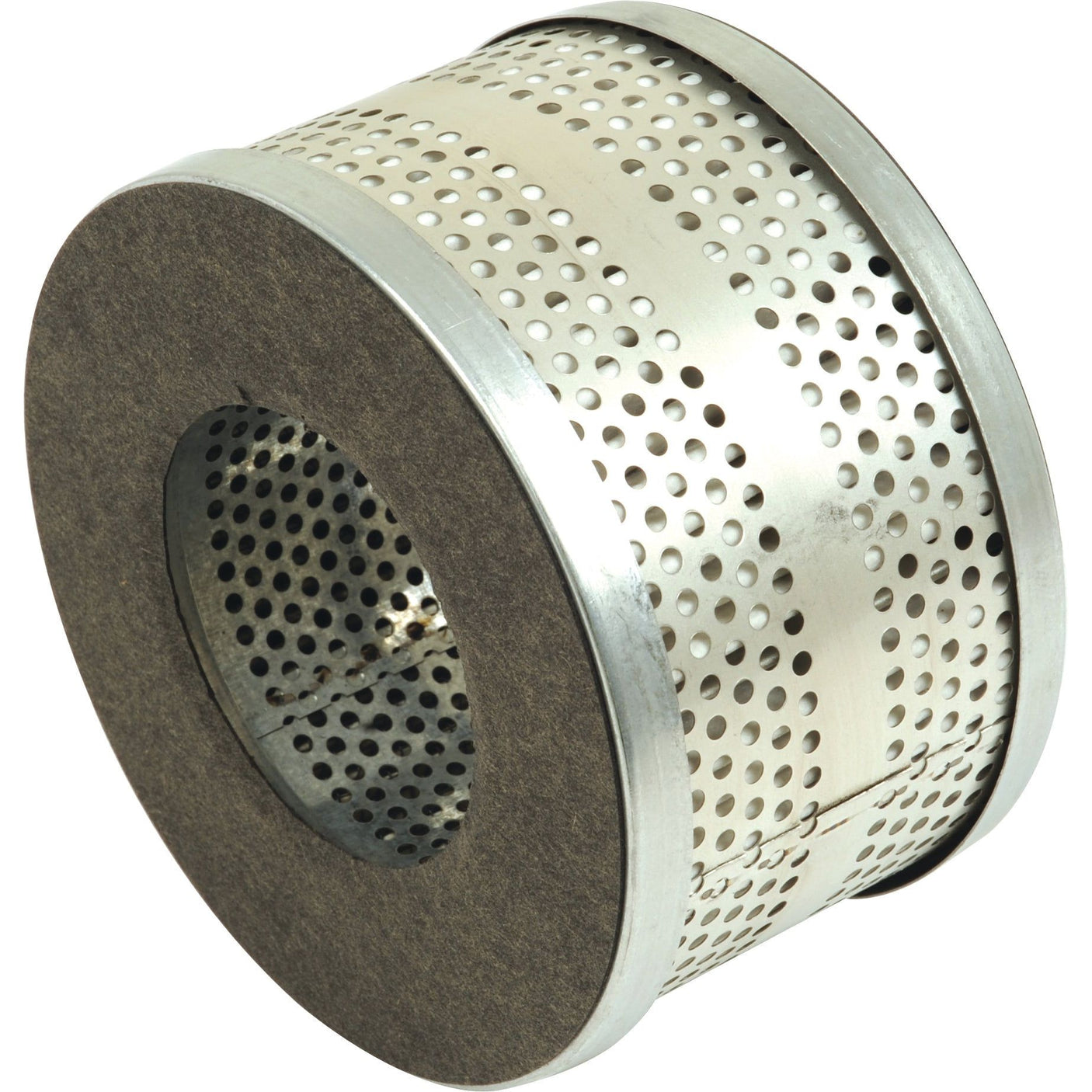 A cylindrical metallic filter with perforated sides and flat, solid ends, the Sparex Hydraulic Filter - Element - HF7987 (Sparex Part No. S.109373) is designed for robust performance.