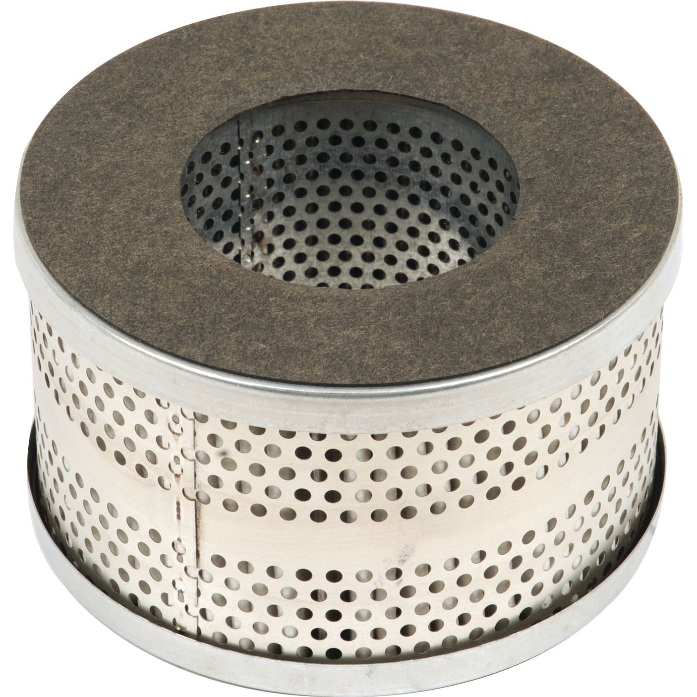 A cylindrical metal oil filter with perforated sides and a dark top, designed to filter out impurities from engine oil. Perfectly suited for International Harvester engines, the Sparex Hydraulic Filter - Element - HF7987 | Sparex Part No.S.109373 ensures optimal performance and longevity.