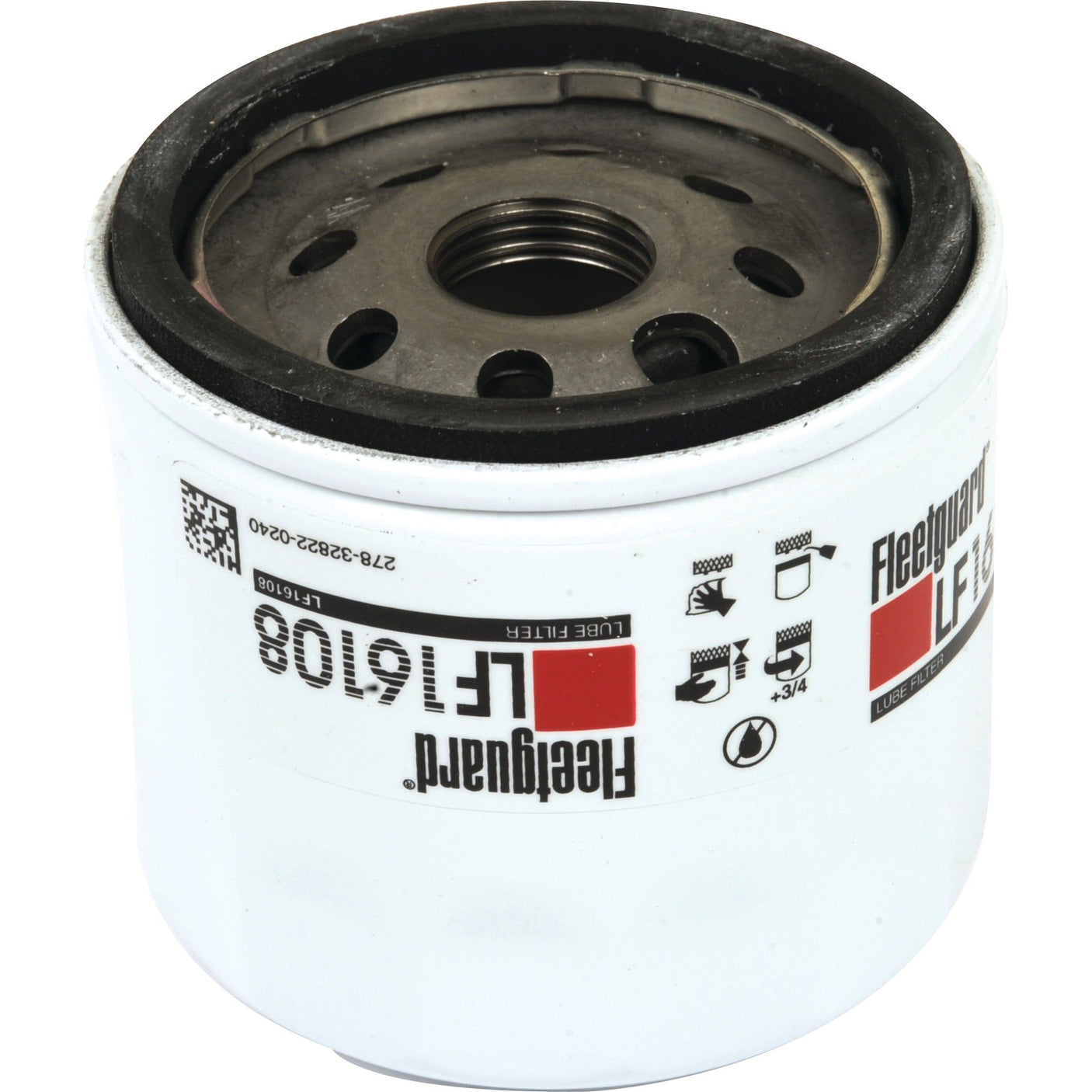 A white Sparex Oil Filter - Spin On (LF16108), identified by Sparex Part No. S.109380, with black and red markings, featuring a threaded hole in the center (3/4 - 16 UNF-2B) and several small holes surrounding it.