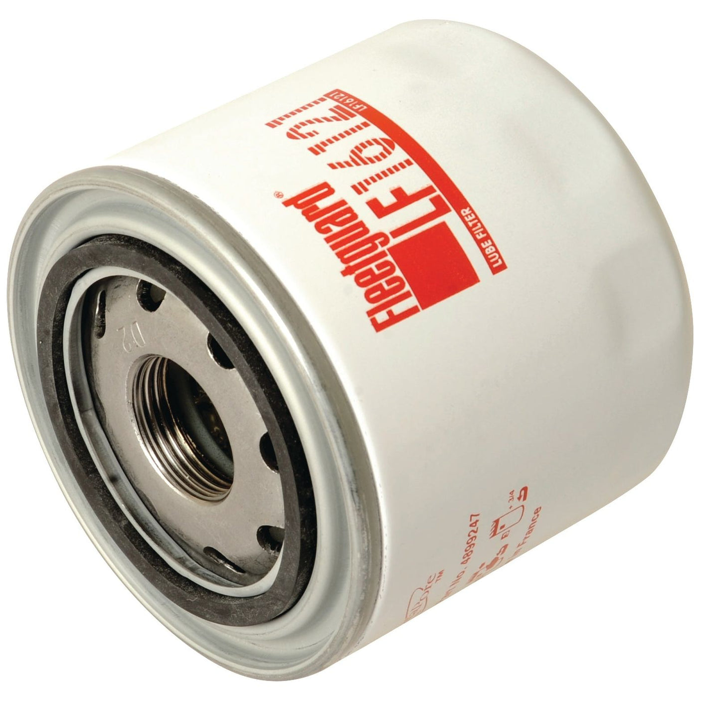 A white cylindrical oil filter with metal threading on one end and red text reading "Sparex S.109381," indicative of the high standards Sparex maintains for all their oil filters.