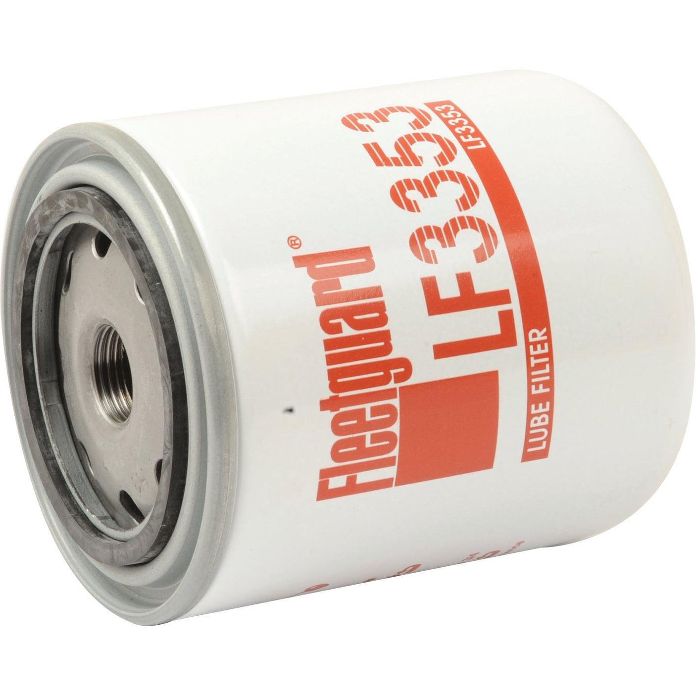 A plain background highlights the white cylindrical Sparex Oil Filter - Spin On - LF3353 (Sparex Part No.S.109397), featuring distinctive red text.