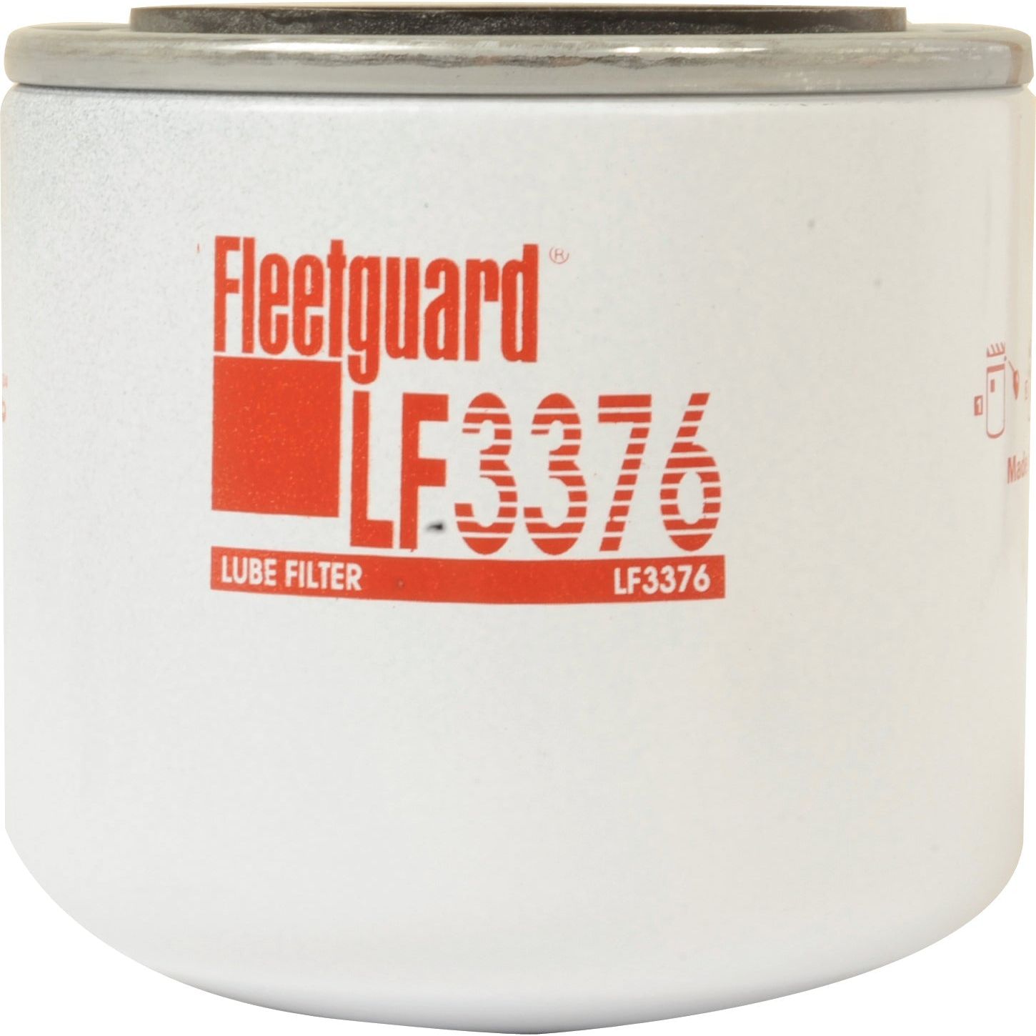 A white cylindrical oil filter branded with "Sparex," featuring red text stating "LF3376," meticulously designed for Case IH machinery.