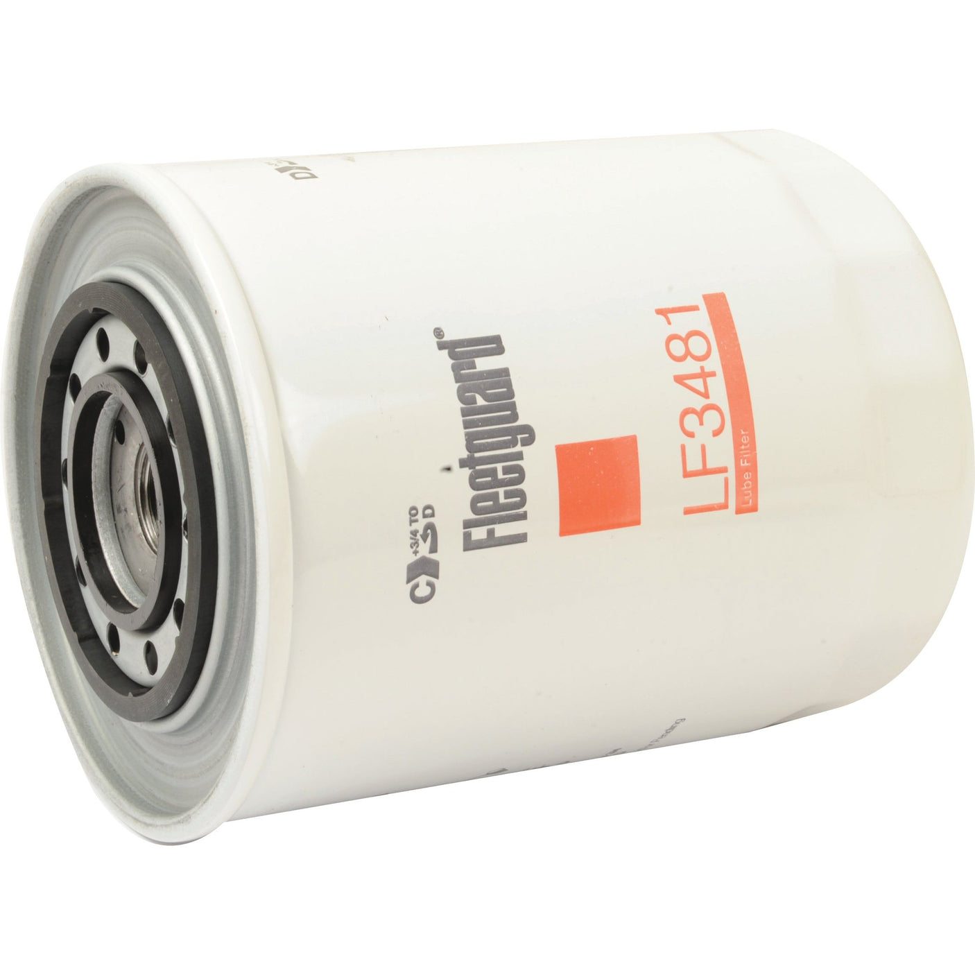 A white cylindrical Sparex oil filter (Spin On - LF3481, Sparex Part No. S.109413) with red text on the side, suitable for Fiat, Ford, and Renault.