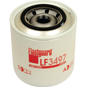 A white Sparex Oil Filter - Spin On - LF3497 (Sparex Part No. S.109416) features black and red text, complemented by a metal circular top with threading and holes.