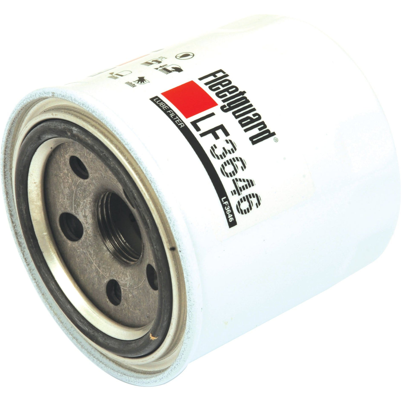 A John Deere compatible Sparex oil filter, model LF3646 (Sparex Part No. S.109432), features a white casing and red text.