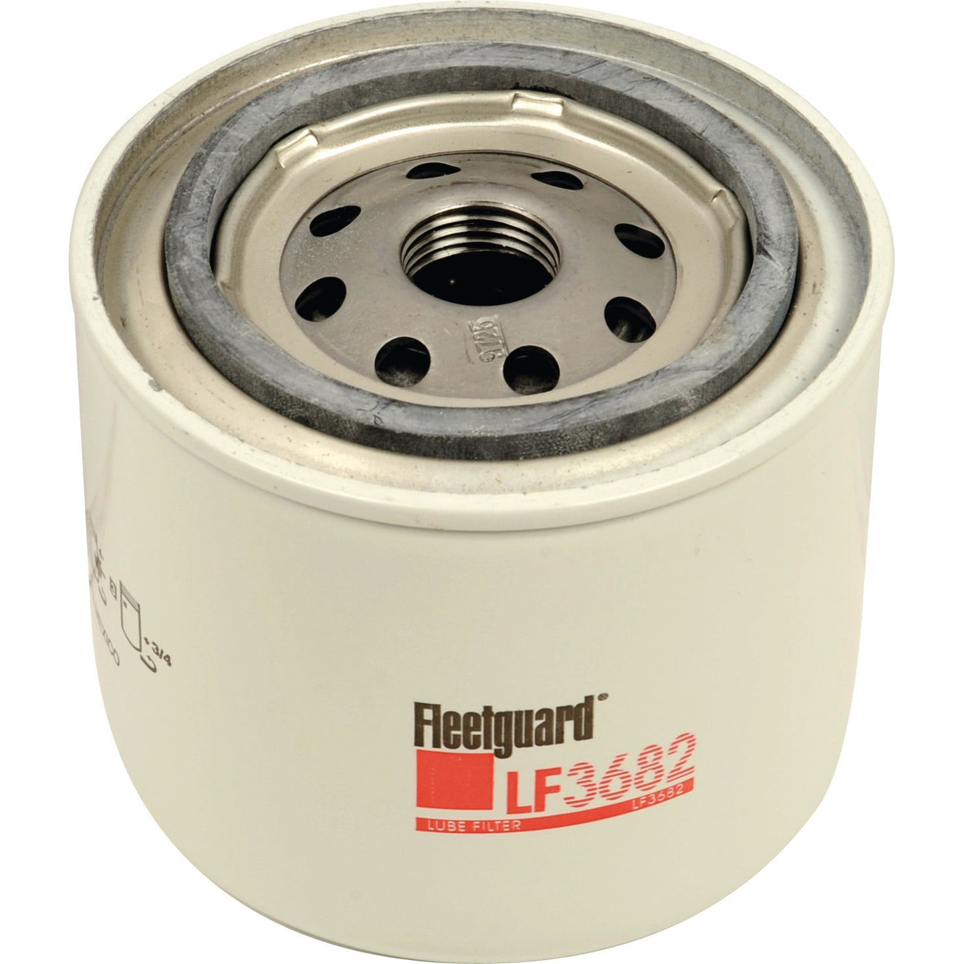 A Sparex Spin On Oil Filter (LF3682), identifiable by its white exterior and the text displaying its model number and brand, known for compatibility with Kubota equipment.