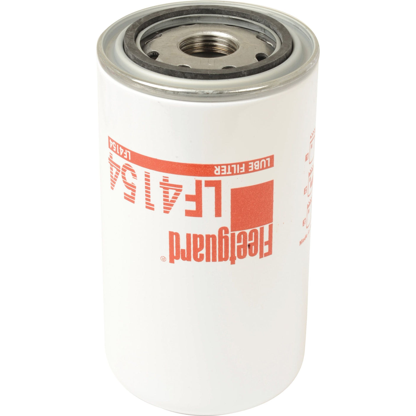 White cylindrical Sparex oil filter with a metal top, featuring red text and the model number LF4154 printed on the side. Ideal for Case IH tractors and versatile enough for Claas JAGUAR machines.