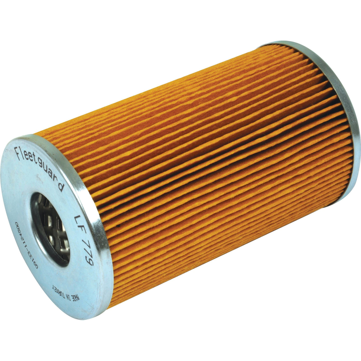 A cylindrical, orange metal oil filter labeled "Oil Filter - Element - LF779 | Sparex Part No. S.109523" from the Sparex brand is printed near one end.