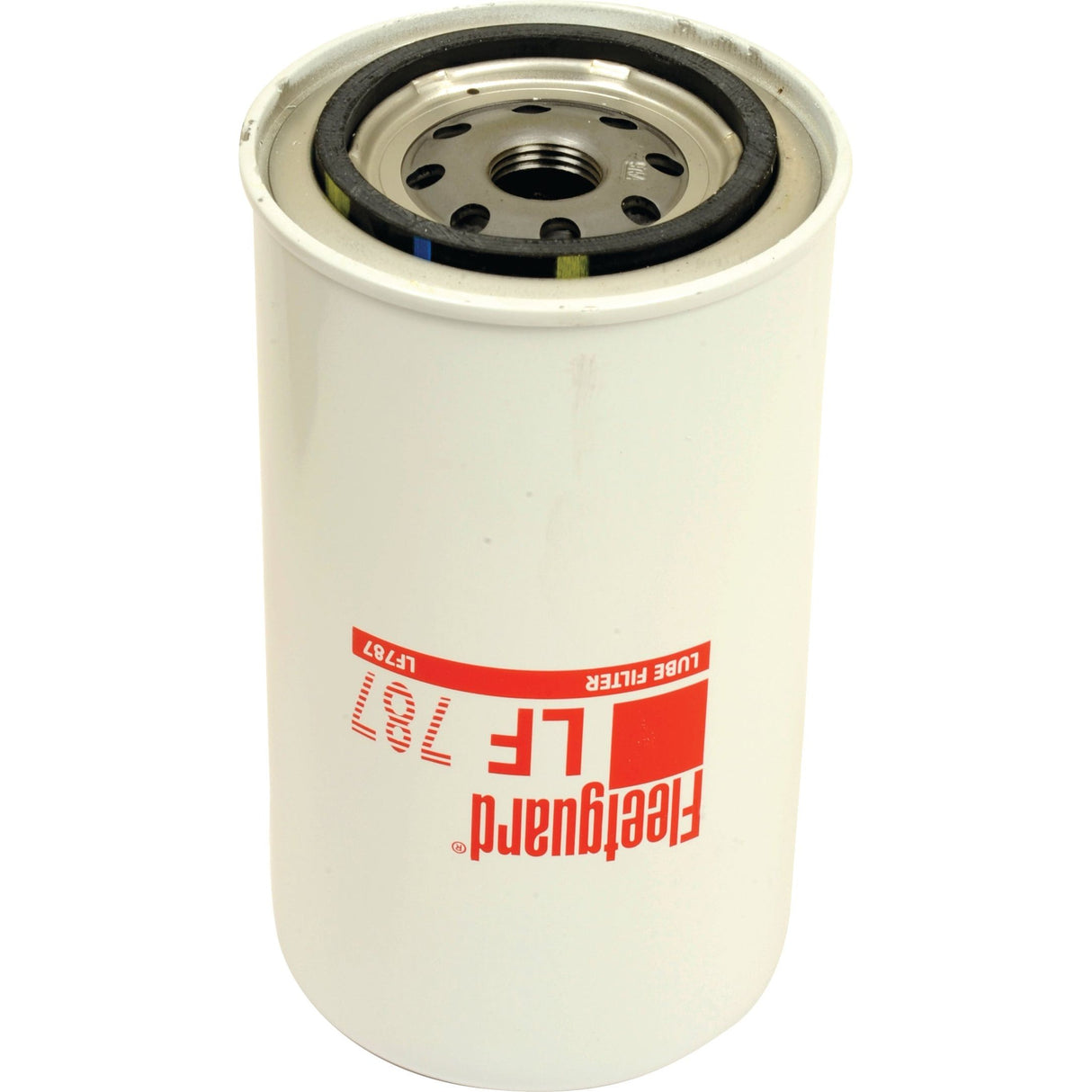 A white cylindrical oil filter with "Fleetguard LF167" printed in red on the side. The top features a circular metal piece with several holes, exemplifying the quality similar to Sparex Oil Filter - Spin On - LF787 (Sparex Part No. S.109525) and other high-quality Donaldson Filters.