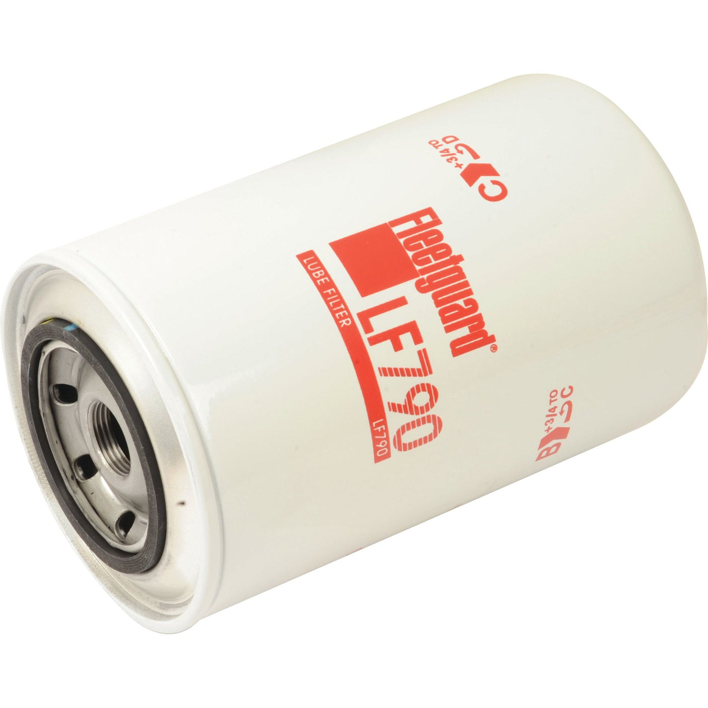 A white Sparex oil filter, product number S.109526, with red text and certification markings, positioned at an angle showing the threaded opening. Resembling a Fleetguard Dome Oil Filter, the Spin On LF790 model is a must-have for those in need of reliable filtration.