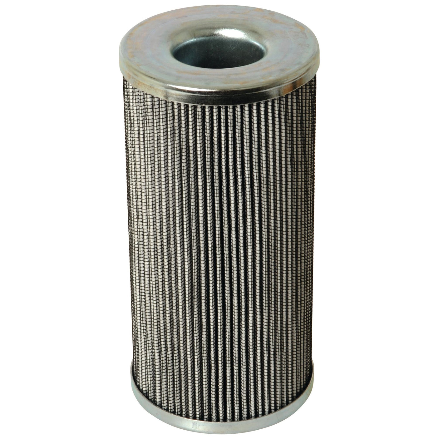 A cylindrical metal filtration cartridge with a perforated surface and open ends, the Sparex Hydraulic Filter - Element - ST1432 (Sparex Part No.S.109535) is designed for use as a hydraulic filter in industrial equipment, including Valmet and Valtra tractors.