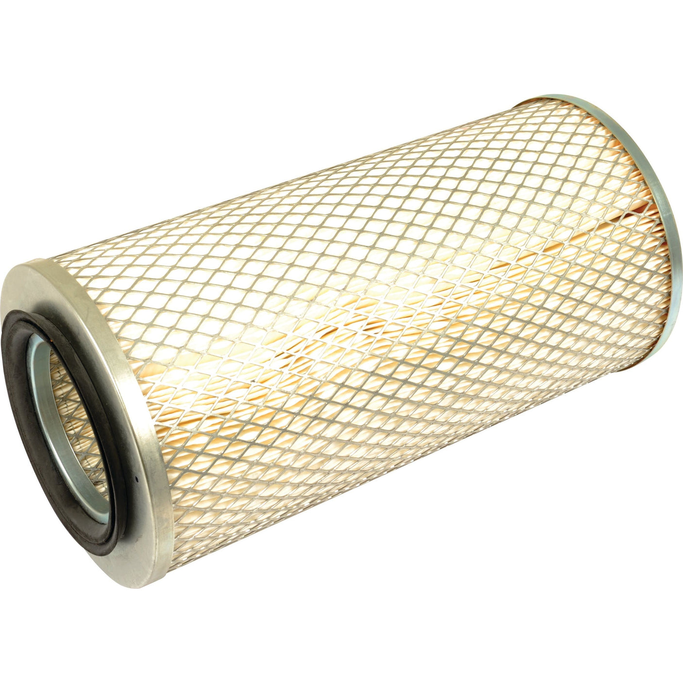 The Sparex Air Filter - Outer - AF991 (Sparex Part No. S.109549) is a cylindrical filter featuring a metal mesh exterior and rubberized ends, commonly utilized in automotive or industrial settings, including applications with the Deutz-Fahr AGROSTAR.