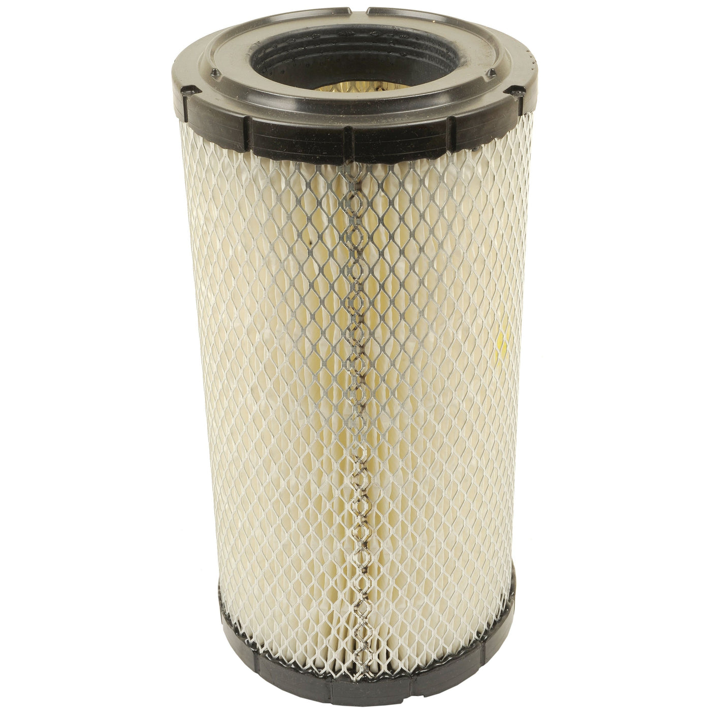 The Sparex Air Filter - Outer AF55728 (Sparex Part No. S.109579) features a mesh covering and black plastic end caps, designed for use in John Deere machinery or automotive applications.