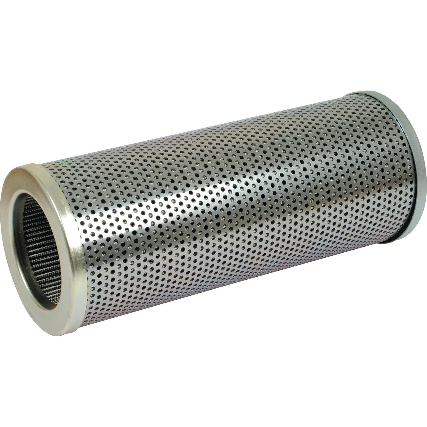 A cylindrical metal filter with perforated holes is shown. The hydraulic filter, branded as Sparex and designed for Fleetguard, features a mesh interior and metallic rims on both ends, ensuring optimal filtration performance. This product is identified as the Hydraulic Filter - Element - HF7960 | Sparex Part No.S.109612.