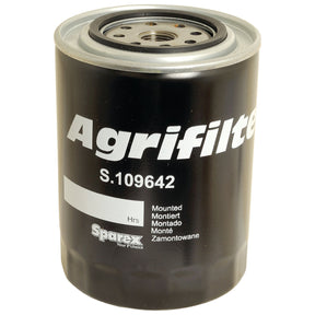 The Sparex Oil Filter - Spin On (Part No. S.109642) with a metallic top and mounting hole, compatible with Fiat 100-90, is displayed against a plain background.