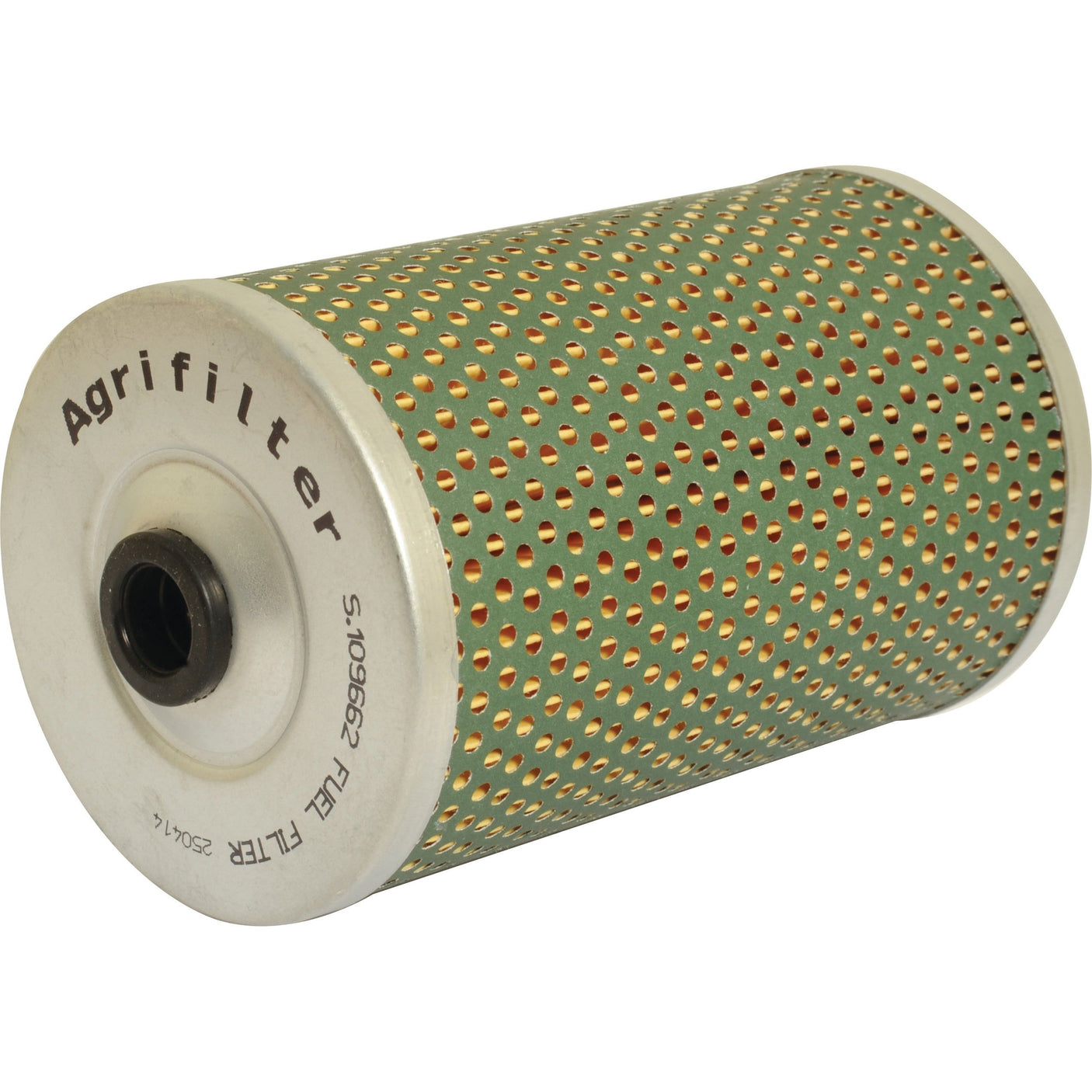 A cylindrical Sparex Fuel Filter with a perforated green casing and metal ends, marked "Sparex" and "S.109662".