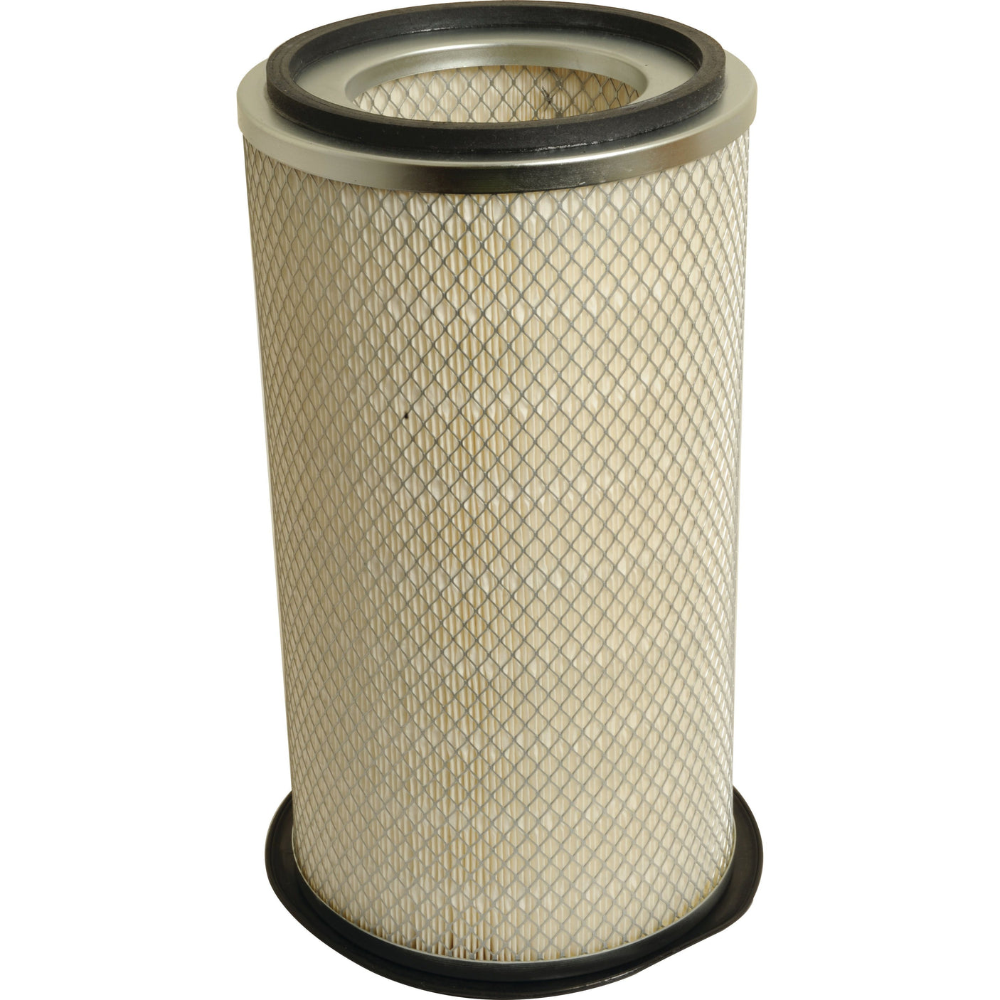 The Sparex Air Filter - Outer (Part No. S.109663) is a cylindrical air filter with a metal mesh exterior and rubber seals on both ends, making it ideal for Case IH equipment.