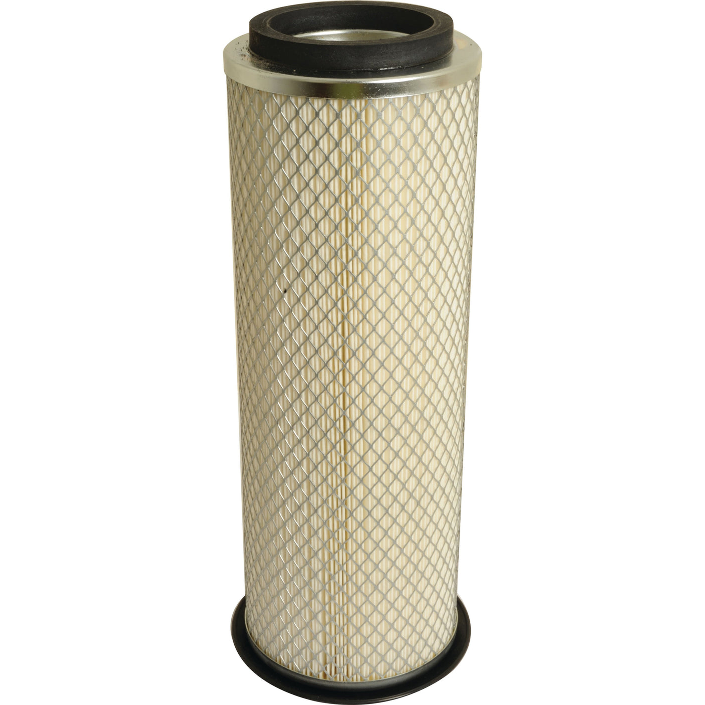 Introducing the Sparex Air Filter - Outer (Part No. S.109665): a cylindrical air filter with a mesh exterior and rubber sealing ends, specifically designed for Ford New Holland Tractors' filtration needs.