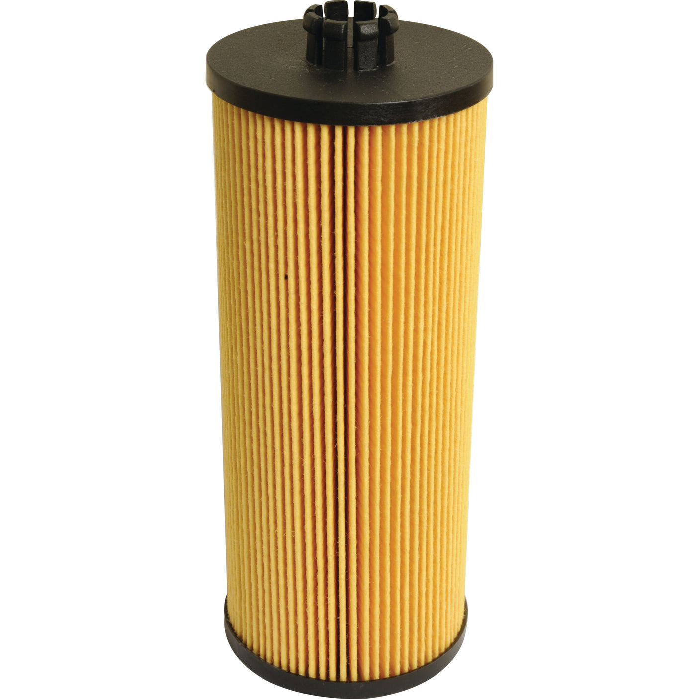 The Sparex Oil Filter - Element (Sparex Part No. S.109678) is a cylindrical, pleated paper oil filter with black plastic ends, specifically designed for vehicle engines and compatible with Deutz-Fahr models.