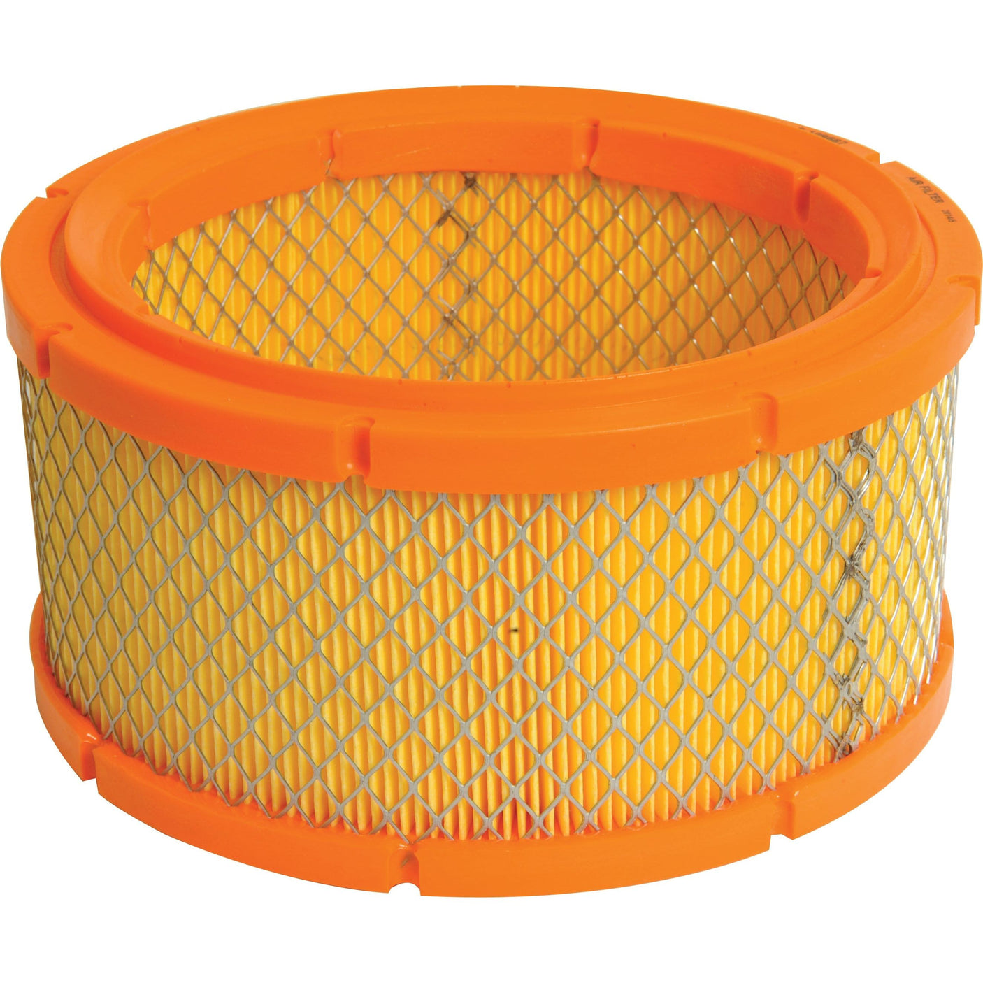 The Sparex Air Filter - Outer, featuring Sparex Part No. S.109687, incorporates a cylindrical design with an orange plastic frame and yellow mesh, making it an essential component for maintaining equipment efficiency.