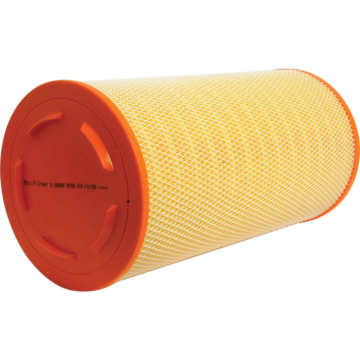 The Sparex Air Filter - Outer (Sparex Part No. S.109690) features an orange base and yellow mesh surface, meticulously designed for industrial or automotive use.