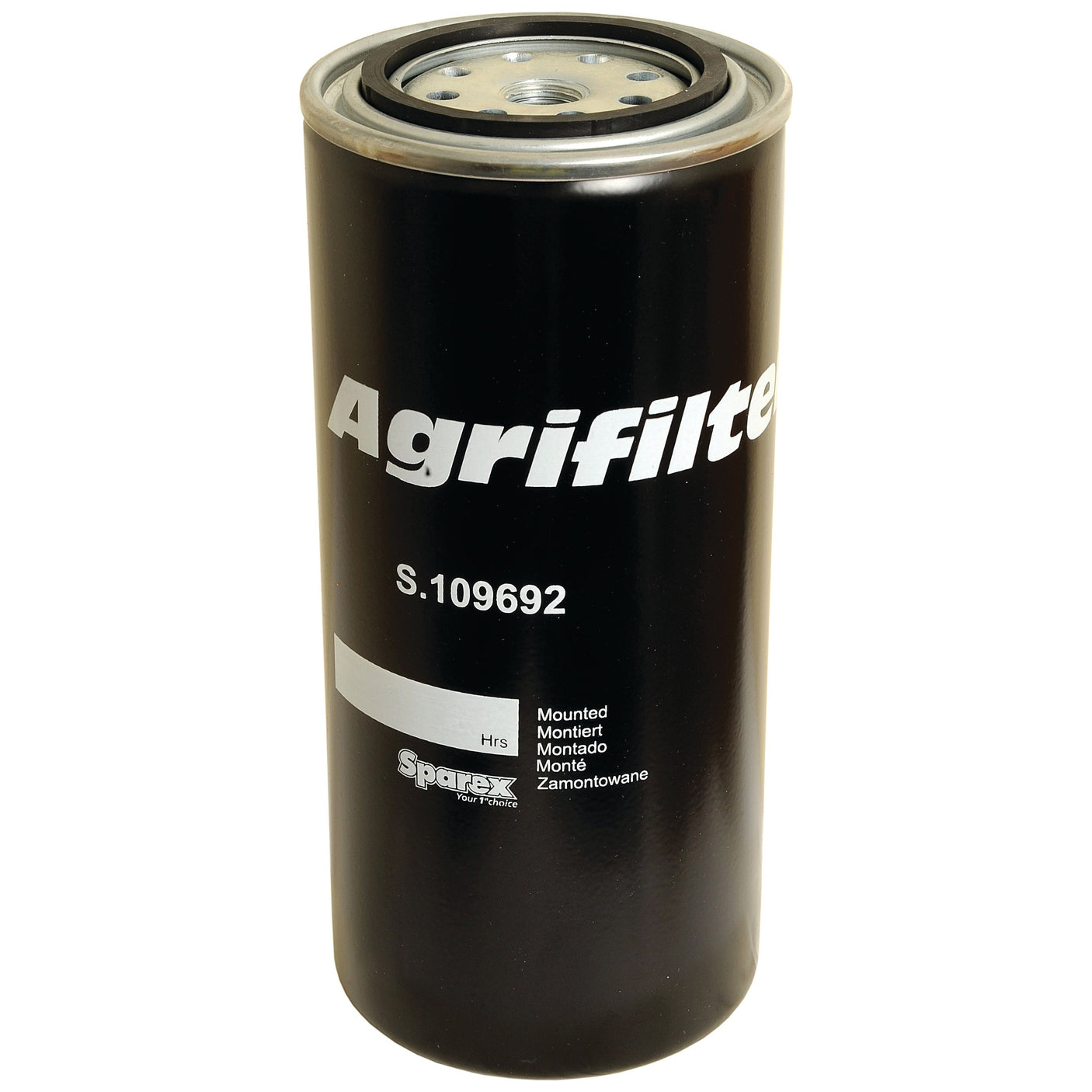 A Sparex-branded cylindrical fuel filter, spin-on type, with the part number S.109692 and a micron rating of 10, is displayed against a white background.