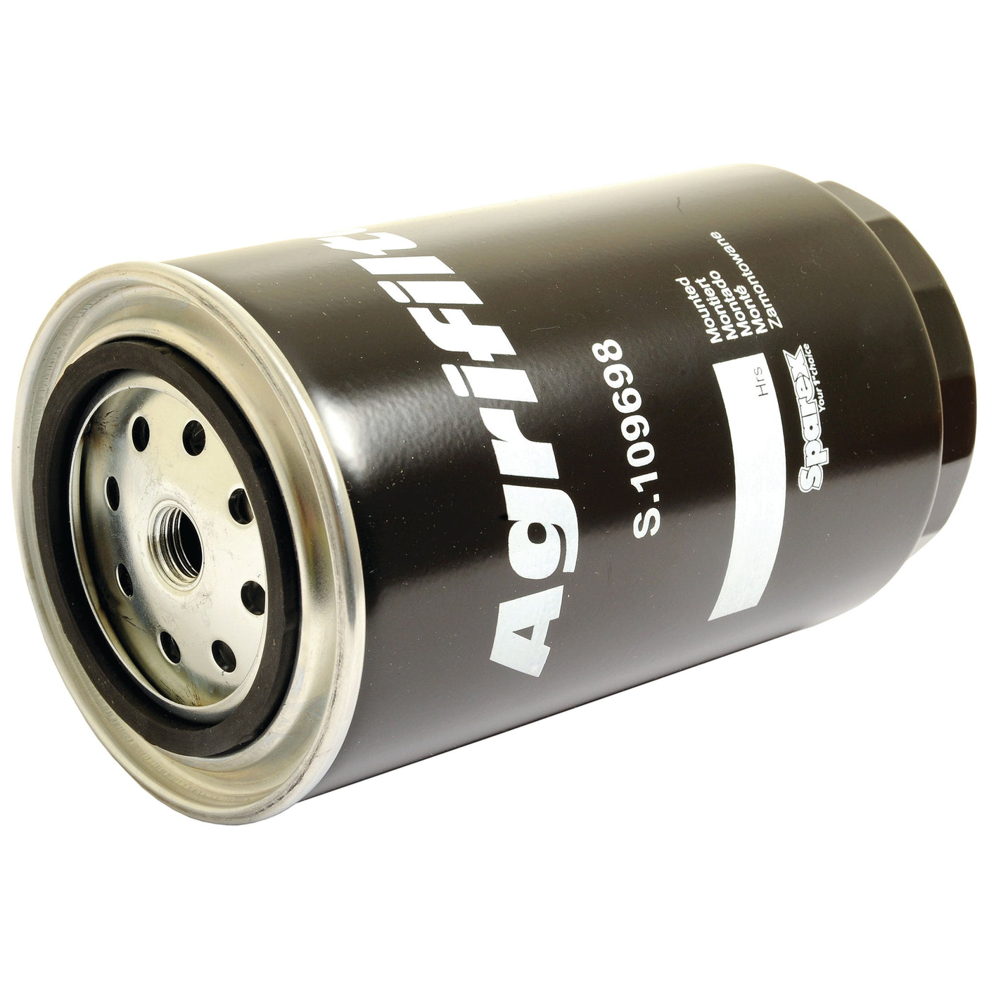 A cylindrical black Sparex fuel filter, labeled "Fuel Filter - Spin On - FF5229" with "Sparex Part No. S.109698" printed on the surface, serves as a reliable Spin On fuel filter for Case IH equipment.