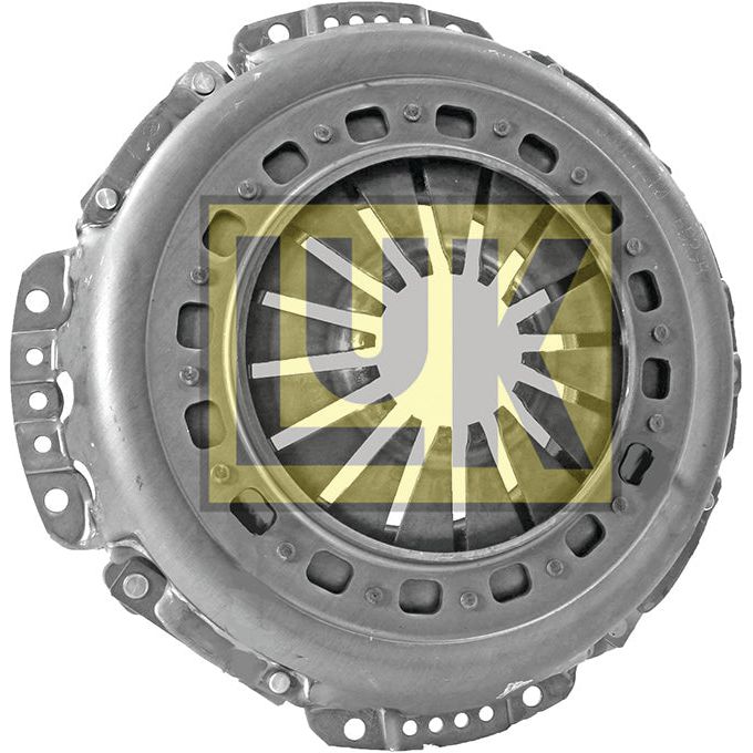 The Sparex Clutch Cover Assembly - S.109726 is a metallic automotive component featuring multiple evenly spaced holes and radial fins, designed to fit various flywheel types.