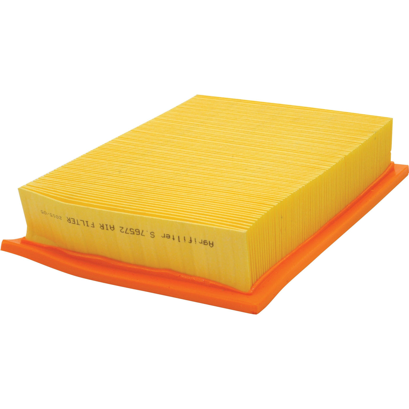 The Sparex Cab Filter (Part No. S.109734) is a yellow, rectangular air filter featuring pleated paper on an orange base, perfect for replacing the cab filter in Massey Ferguson tractors.