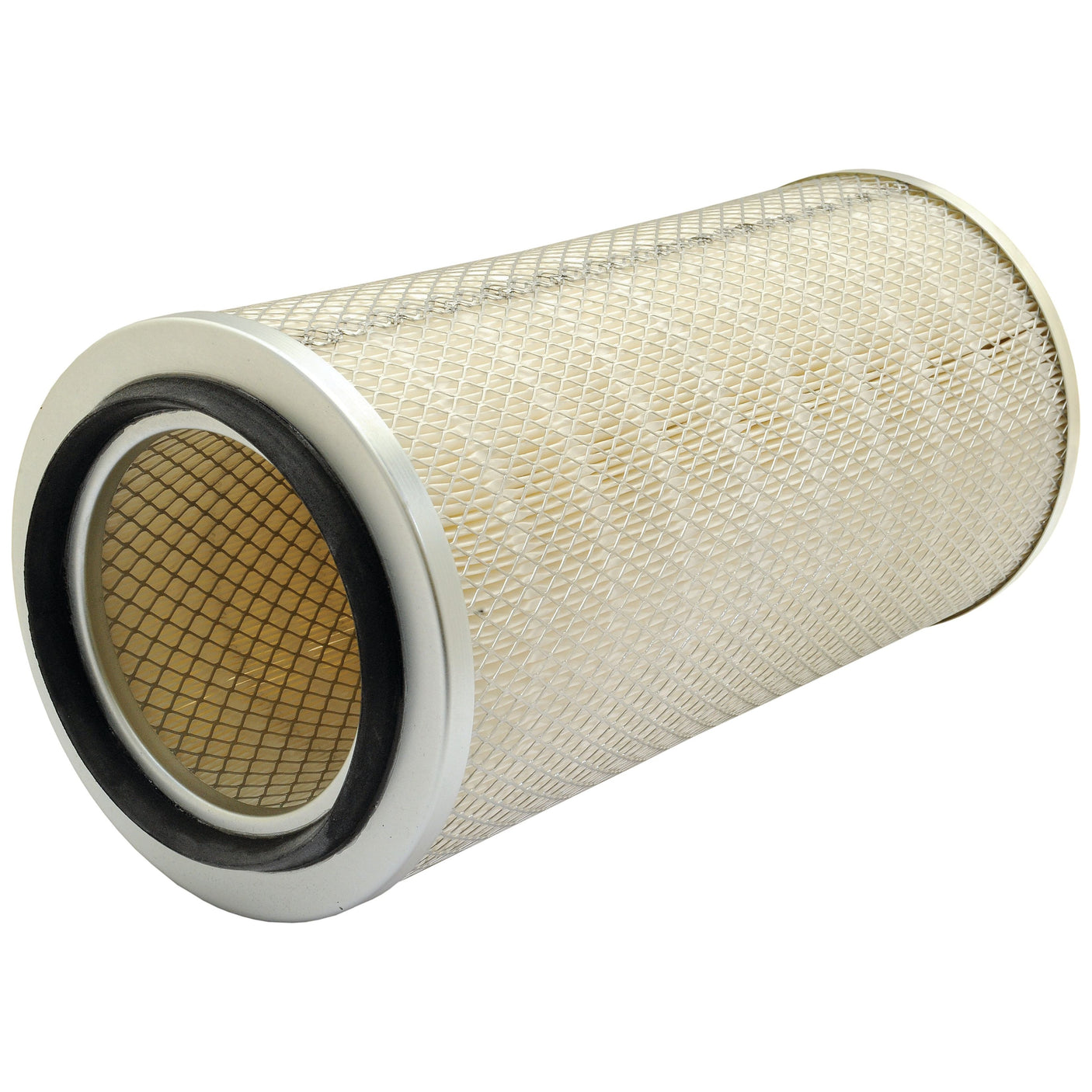 A Sparex Air Filter - Outer (Sparex Part No. S.109770) cylindrical air filter featuring a wire mesh exterior and rubber seals on each end.