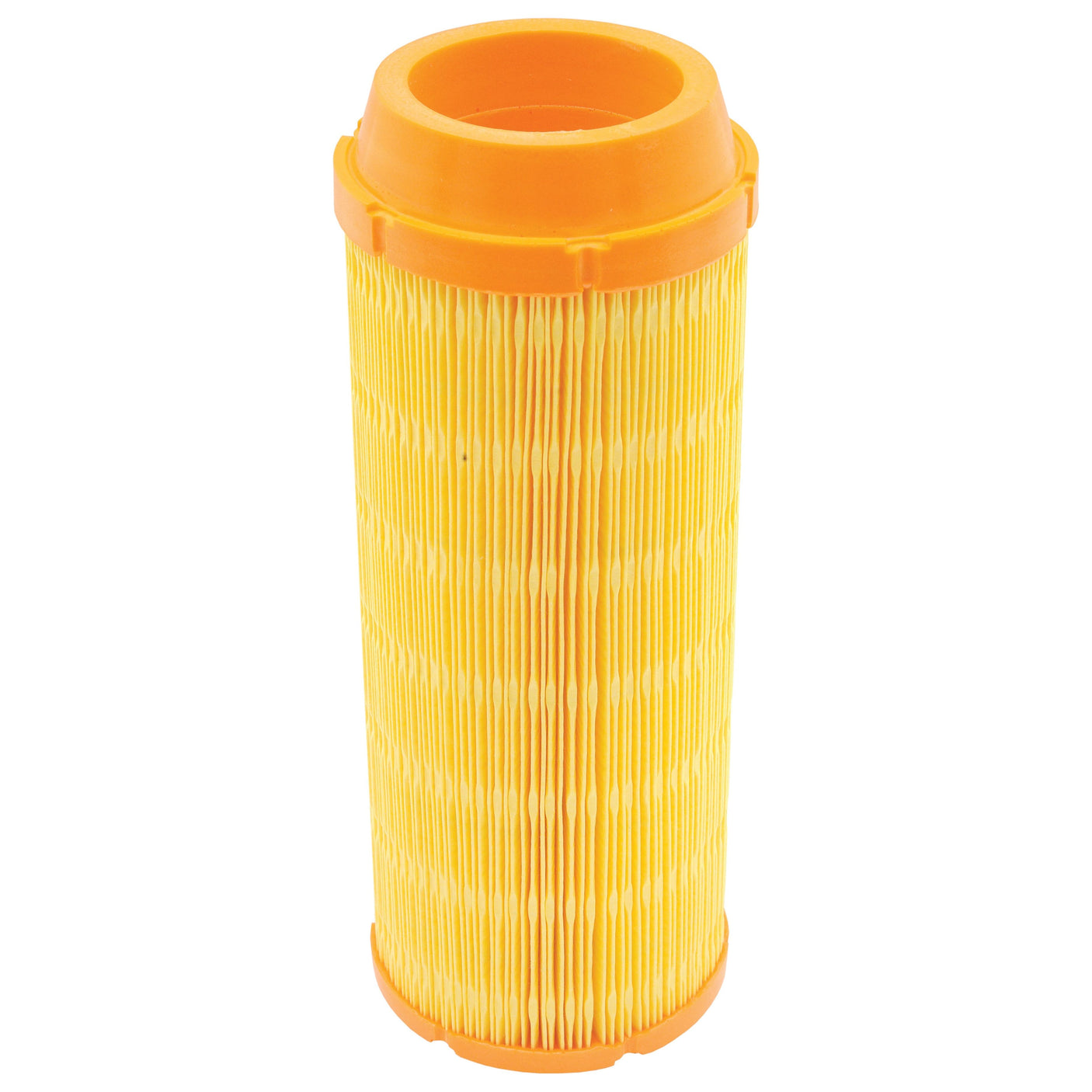 The Air Filter - Outer (Sparex Part No. S.109773) by Sparex features a yellow cylindrical design with ridged sides and orange end caps, making it an ideal fit for your Massey Ferguson tractor.