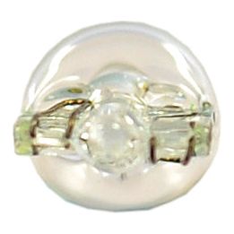 A close-up image of a decorative, translucent bead with a round shape and intricate details, resembling the 12V, 3W Light Bulb (Filament), W2.1x9.5d by Sparex.