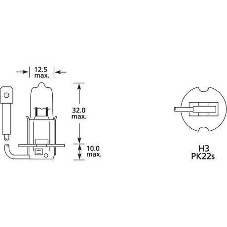 Halogen Plough Bulb, 12V, 55W, PK22s Base
 - S.109975 - Farming Parts