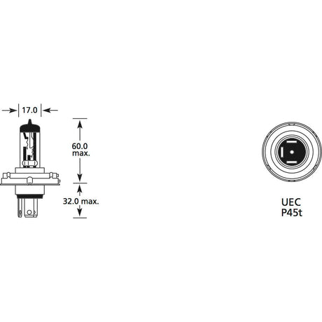 Halogen Head Light Bulb, 12V, 55W, P45t Base
 - S.109981 - Farming Parts