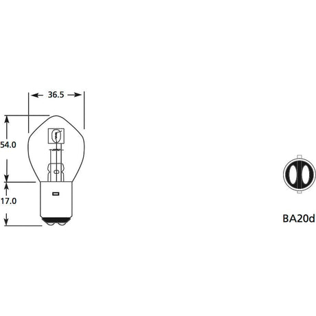 Halogen Head Light Bulb, 12V, 35W, BA20d Base
 - S.109982 - Farming Parts