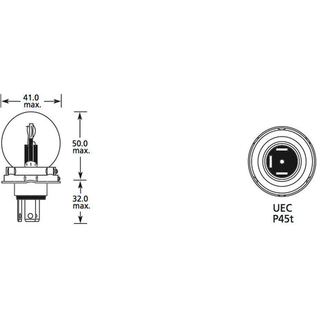Halogen Head Light Bulb, 24V, 50W, P45t Base
 - S.109986 - Farming Parts