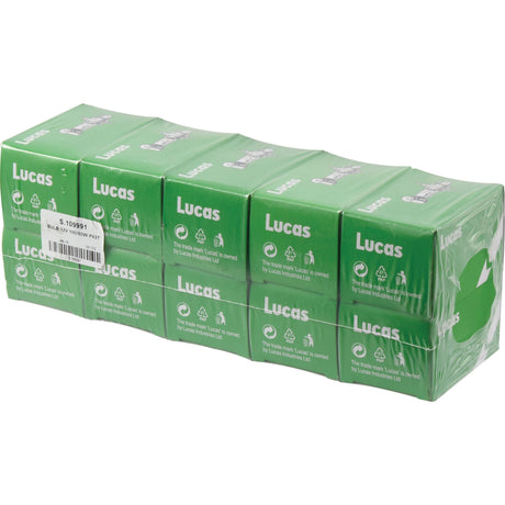 A pack of six Sparex-branded green boxes wrapped in clear plastic. Each box features recycling symbol icons, text stating the trademark details, and contains a Sparex S.109991 Light Bulb (Halogen), 12V, 100/80W, P43t.