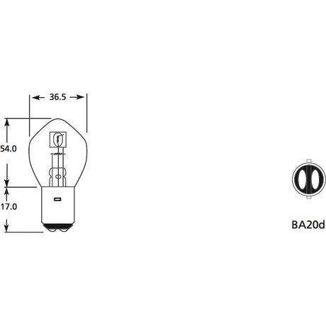 Halogen Head Light Bulb, 12V, 45/40W, BA20d Base
 - S.109995 - Farming Parts