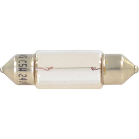 The Sparex Light Bulb (Filament), 24V, 5W, SV8.5 (Box 1 pc.) features a cylindrical shape, transparent body, and metal end tips.