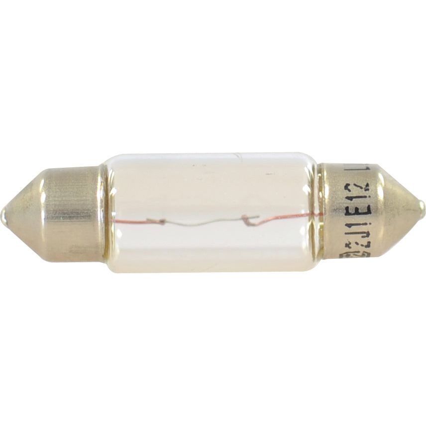 Close-up of a single, cylindrical glass fuse with metal caps at both ends, reminiscent of the Sparex Light Bulb (Filament), 12V, 5W, SV8.5 design.