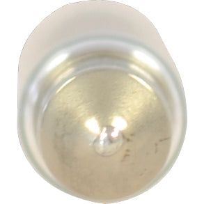 Close-up view of a round, metallic button or knob with a reflective, shiny surface, reminiscent of the polished finish found on a Sparex Light Bulb (Filament), 12V, 5W, SV8.5.