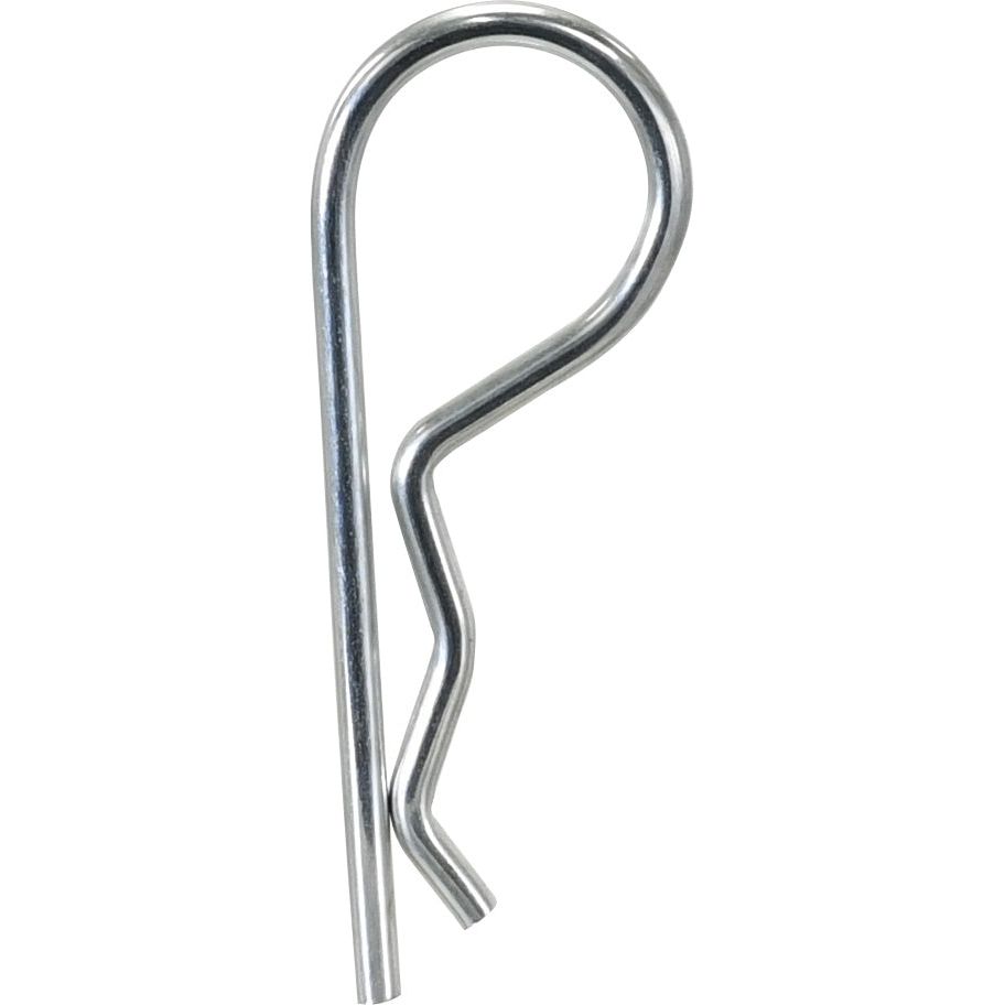 The Grip Clip - Single Wound (Clip Ø3mm x 66mm) by Sparex (Sparex Part No.S.10) is a versatile metal R-clip compatible with Ford/New Holland models, designed for securing pins and fasteners with a Pin Ø10-18mm. This durable clip ensures reliable fastening in various applications.