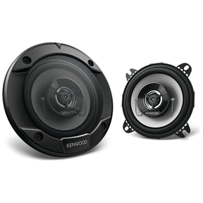 Two Sparex 10cm Flush Mount Speakers (S.147876), featuring a Polypropylene Woofer and a sleek black and metallic design, deliver impressive sound quality. One faces front while the other is angled to optimize audio. These speakers boast 220W Peak Power for an elevated listening experience.