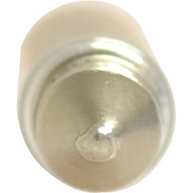 A close-up view of the flat, metallic cap of a small cylindrical object, such as a Sparex Light Bulb (Filament), 12V, 10W, SV8.5 (Box 1 pc.) | Sparex Part No.S.110001.
