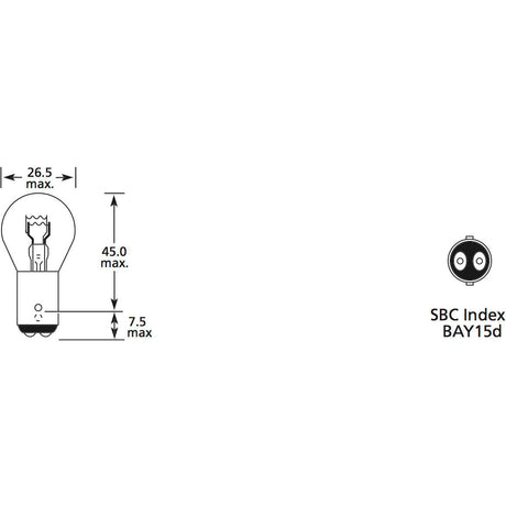 Halogen Stop/Tail Bulb, 12V, 5W, BAY15d Base
 - S.110026 - Farming Parts