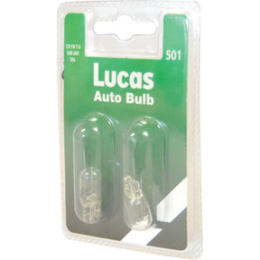 The packaging of the Sparex Light Bulb (Filament), featuring two 12V 5W W2.1x9.5d bulbs in a clear plastic clamshell casing, is mounted on a green and white cardboard backing and labeled with "Sparex Part No.S.110053" for side and tail applications.