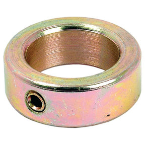 The Sparex Metric Shaft Locking Collar (Sparex Part No. S.11018) is a cylindrical metal ring with a 30mm ID, 45mm OD, and a height of 16mm. It features a hole on its side, possibly for a set screw. The collar has a slightly tarnished yet reflective surface with a shiny finish and is available from Sparex.
