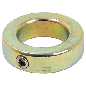A Sparex Metric Shaft Locking Collar, part number S.11019, with a 35mm inner diameter, features a cylindrical shape with an outer diameter of 56mm and a height of 16mm. It includes a hollow center and is secured by a small set screw on one side.