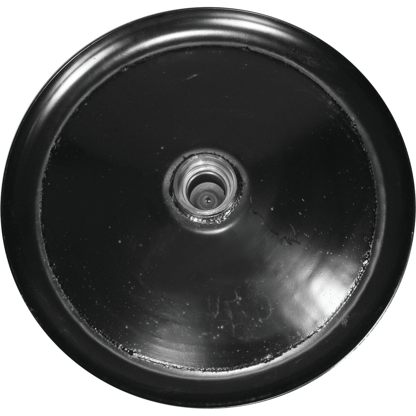 Close-up image of a black Sliding Saucer lid with a central circular opening featuring threading for a GT-062 Deutz-Fahr fitting or attachment.