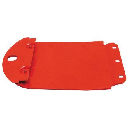 A red, rectangular metal skid with a rounded end and featuring two mounting holes and a hinge mechanism on one side, specifically designed as part number S.110618 by Sparex to replace Kuhn part number 56809020 for precise compatibility. The dimensions are length: 530mm, width: 400mm, and depth: 40mm.